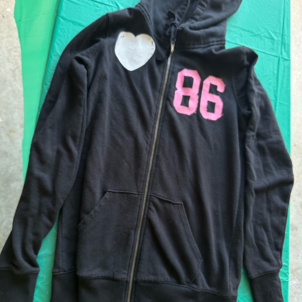 PINK Victoria's Secret Black and Pink Zip-Up Jacket